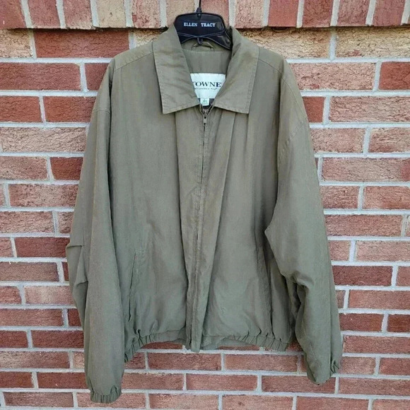 Towne by London Fog Brown Suede Lightweight Jacket Men's Size Large Lined - Picture 1 of 7